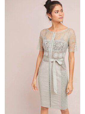 NWT Anthropologie Beguile by Byron Lars Carissima Sheath in Gray Dress 8P
